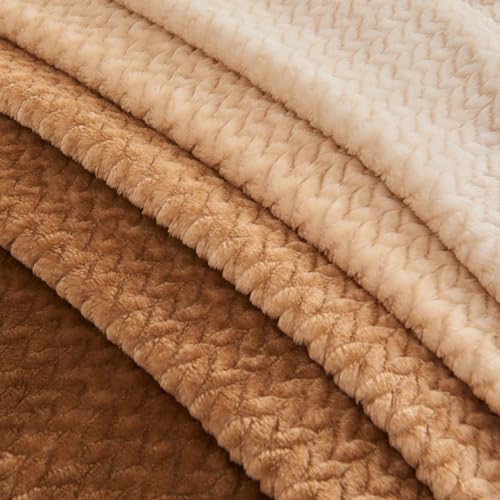 NEWCOSPLAY Super Soft Twin Blanket Ombre Brown Premium Silky Flannel Fleece Leaves Pattern Lightweight Bed Blanket All Season Use (Ombre Brown, Twin(60"x80")) - color: Ombre Brown, size: Twin(60"x80")
