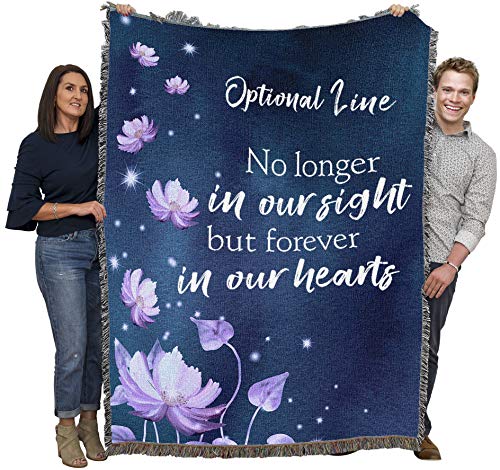 Pure Country Weavers No Longer in Our Sight But Forever in Our Hearts Blanket - Personalized - Custom Sympathy Bereavement Gift Tapestry Throw Woven from Cotton - Made in the USA (72x54) - color: Hearts Flowers, size: Customize