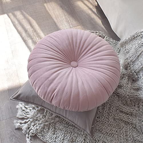 NatureMan Round Throw Pillow, Velvet Decoration Small Throw Pillow, Pumpkin Throw Pillow Cushion Suitable for Living Room Sofa Bed Floor 13.7 inches (Pink) - color: Pink