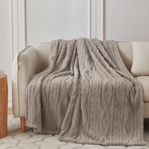 COOVA Taupe Fleece Throw Blanket for Couch - Super Soft Cozy Plush Fuzzy Blanket for Sofa,Premium Sherpa Warm Throw for Women,Bed,Chair,50x60 Inches - color: Taupe, size: 50“x60”