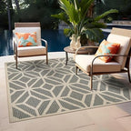 Rugshop Blue Contemporary Geometric Indoor/Outdoor Area Rug — Hose Washable for Dining Room, Kitchen and Office, 6'6" x 6'6" Square - size: 6'6" x 6'6" (Rectangular)