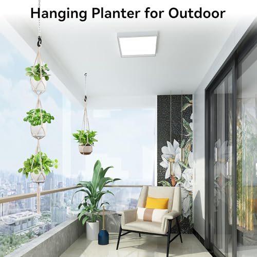 USLAI Macrame Plant Hanger Indoor Outdoor, Fits 4 to 15 Inch Pots, Strong Hanging Planter Holder, Boho Home Decor, 72+35 Inch, Ivory (POTS NOT Included) - color: Ivory, size: 35+72 Inch