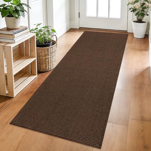 Runners for Hallways 2x5 ft Washable Kitchen Runner Non Slip Rubber Backed Hall Runners Cotton Entryway Runner Rugs Floor Carpet for Indoor Backdoor Bedroom Kitchen,Dark Brown/Coffee - color: Dark Brown/Coffee, size: 2x5