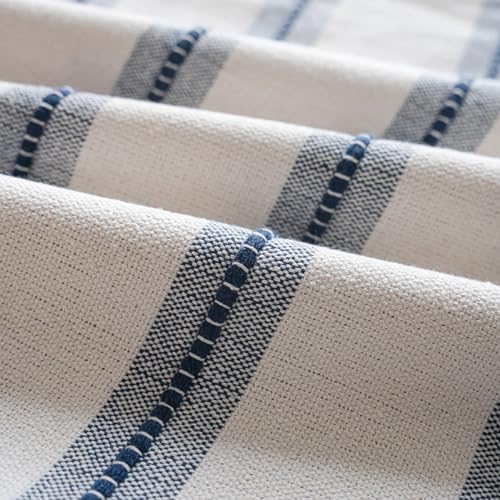Cethom Boho Throw Pillow Covers 18x18 Set of 2, Navy Blue Striped Decorative Pillow Cases for Couch Chair Bed, Textured Farmhouse Modern Accent Cushion Covers for Living Room Bedroom Sofa Home Decor - color: Navy Blue, size: 18" x 18" (Pack of 2)