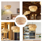 Bamboo Lamp Shade,Hand-Woven Bamboo Rattan Hanging Light Shade,13.77" Rattan Chandelier Shade for Dining Living Bedroom Kitchen Farmhouse 1-Pack - color: Bamboo 13.77 in 1-Pack