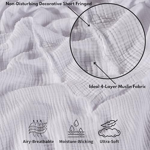 Muslin Blanket - Pure 100% Turkish Cotton Airy Soft Light Versatile Gauze Throw Blanket for Bed, Couch, Sofa (White, Twin XL Size (71" x 95" inch)) - color: White, size: Twin XL Size ( 71" x 95" inch )