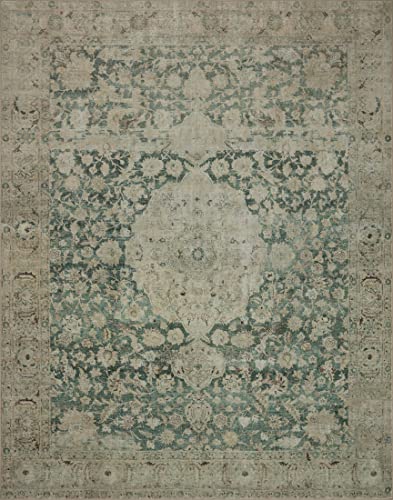 Loloi Magnolia Home by Joanna Gaines Sinclair Collection SIN-05 Jade/Sand 2'-3" x 7'-6", .25" Pile Height, Machine Washable, Runner Rug - color: Jade / Sand, size: 2'3" x 7'6" (Rectangular)