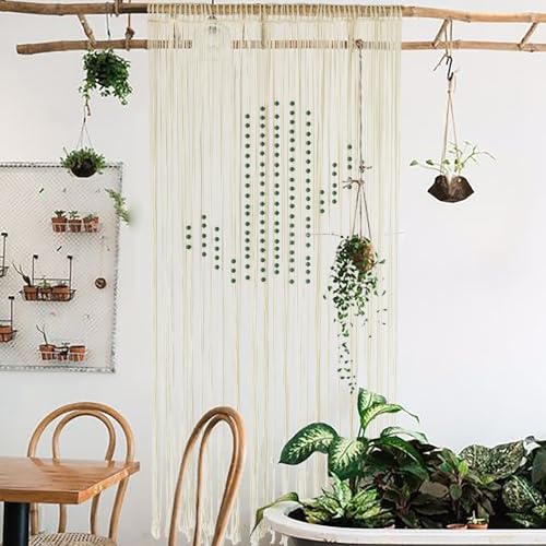 Flber Macrame Curtain Boho Window Curtain Doorway Macrame Wall Decor Yarn Art Moder Bedroom Headboard Decor,31" W x 70" L - color: Ivory4