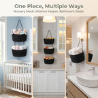 Black 3-Tier Woven Cotton Rope Hanging Basket, Over the Door Organizer, Adjustable Detachable Wall Basket with Metal & Adhesive Hooks, No Drilling for Laundry Room, Utility Room & Closet - style: Modern