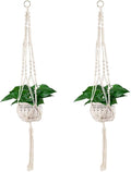 Vpang 2 Pack Colorful Cotton Macrame Plant Hanger, Outdoor Indoor Hanging Planter Basket Flower Pot Holder Boho Home Decor 40 Inch (White)