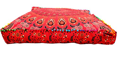 Indian Bohemian Tapestry Meditation Cushion Boho Floor Cushion Handmade Pillow Insert Boho Seating Pouf Ottoman Indian Pillow Shams Boho Mandala Dog Bed
