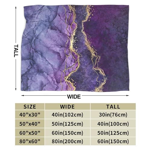 Purple Golden Throw Blanket for Couch Chair Sofa Bed, Flannel Soft Abstract Marble Print Modern Stripe Luxury Seasonal Blanket for Bedroom Living Room Car, Warm Cozy Blankets for All Season 30"x 40" - color: Marble01, size: 30X40 inch