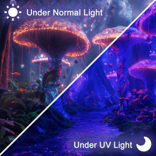 CRAFTYMELODY Mushroom Blacklight Tapestry Glow in the Dark Tapestry UV Reactive Neon Mushroom Forest Wall Hanging 59×51 Inch with Hook Self Adhesive Sticker Clip for Bedroom Home Wall Decoration - color: Mushroom