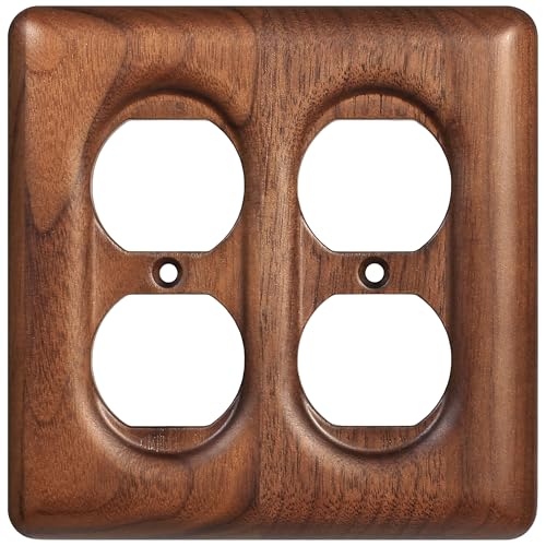 Decorative Outlet Covers Solid North American Walnut Plug Plate Covers, Electrical Wall Plates for Outlets - color: Walnut wood, size: Duplex Receptacle