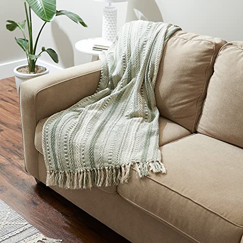 DII Braided Striped Decorative Throw Blanket, 50x60, Artichoke - color: Artichoke