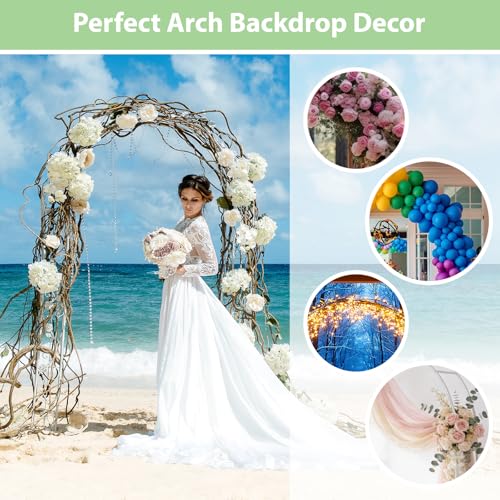 RUBFAC 7.8ft Metal Wedding Arch Frame, White Garden Trellis for Climbing Plants Outdoor, Garden Arbors and Arches Party Archway for Flower Rose Vines Birthday Bridal Christmas Decoration - color: white