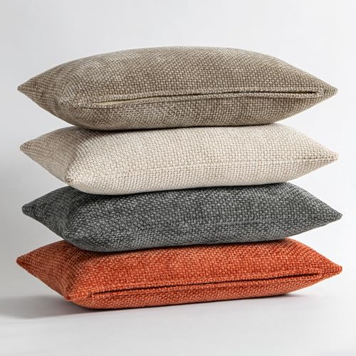 MIULEE Pack of 2 Fall Burnt Orange Decorative Pillow Covers 16x16 Inch Soft Chenille Couch Throw Pillows Farmhouse Cushion Covers for Home Decor Sofa Bedroom Living Room - color: Burnt Orange, size: 16" x 16" (Pack of 2)