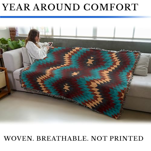 Pure Country Weavers Desert Oasis - Western Tapestry Throw Blanket Woven from Cotton - Made in The USA (72x54) - color: Desert Oasis
