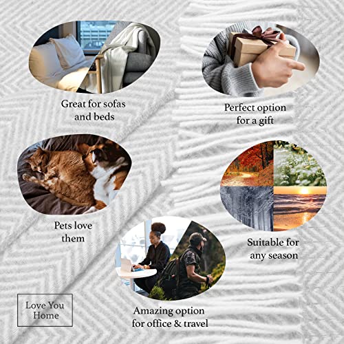 LYHome Merino Wool Blanket - Warm Throw for Cold Weather, Warmest Travel Outdoor Camping Blankets, Picnic Army and Military Throws, Comforter Soft & Cozy (55" x 79" Dark Grey with White Chevron) - color: Dark Grey With White Chevron