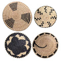 Round Wicker Basket Wall Decor, Set of 4 Hanging Woven Wall Basket Decor Black, Boho Wall Basket Decor Art for Farmhouse Living Rooms Bedrooms Display