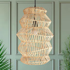 FOREVER BAMBOO Indonesian Hand-Woven Natural Rattan Pendant Light Fixture Circle Shape Woven Wicker Lampshade Chandelier Interior Decor, 15 in H x 15 in W - style: Java Circle