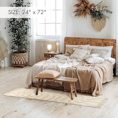 Beautiful 2x6 ft. Boho Runner Rug with Tassels for Your Hallway, Bedroom Or Living Room - Soft Cotton Carpet Fits Perfectly in Any Kitchen/Dining Space - Washable Rug Enhances Any Home Decor