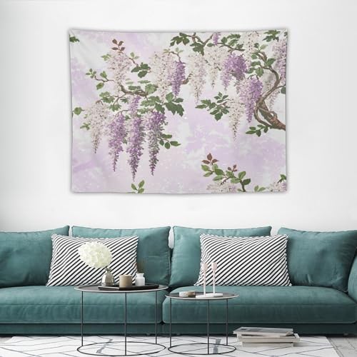 HZOHNAGO Lavender Flower Tapestry Fantasy Purple Floral Green Leaves Botanical Pattern Printed Wall Tapestry Wall Hanging for Bedroom Living Room Dorm 40" W x 30" H - color: Lavender-1, size: 40"L x 30"W