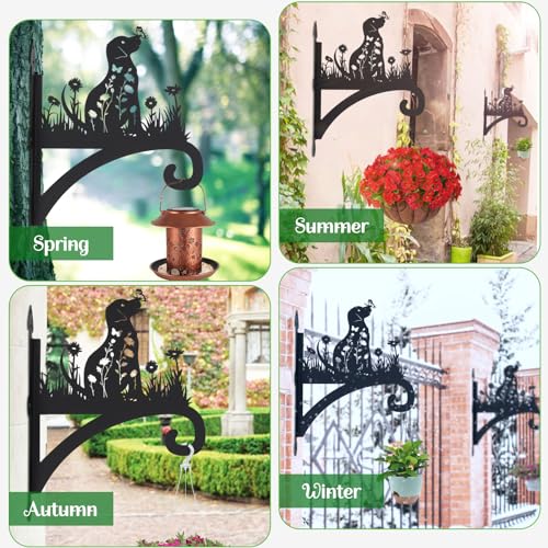 Plant Hangers Outdoor Heavy Duty Iron Decorative Dog Silhouette Plant Hooks for Hanging Baskets 11 inch Hanging Plant Bracket Wall Hooks for Flower Pot Lantern Bird Feeder Wind Chimes - color: Dog