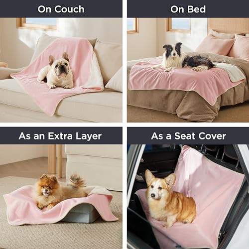 Bedsure Cat Blanket for Indoor Cats - Waterproof Calming Cat Blankets for Couch Protection, Sherpa Fleece Pet Blanket, Soft Plush Reversible Throw Furniture Protector, 40"x30", Pink - color: Azalea Pink, size: M(30x40")