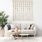 RUIZHIXUAN Large Macrame Wall Hanging Macrame Ball Wall Hangings Tapestry Cotton Textile Boho Wall Decor Art Bohemian headboard Handwoven 39" Wx38” L(Cream) - color: Cream