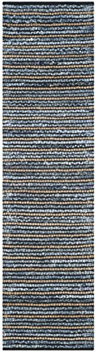 SAFAVIEH Cape Cod Collection Runner Rug - 2'3" x 14', Blue & Natural, Handmade Flat Weave Braided Jute & Cotton, Ideal for High Traffic Areas in Living Room, Bedroom (CAP363A) - size: 2'3" x 14' (Runner)