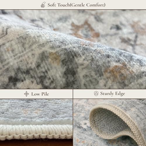 GENIMO Runner Rug 2PCs, Machine Washable Non Slip Vintage Hallway Runner Rug 17.3"x47"+17.3"x30", Low Pile Lightweight Rugs for Indoor Entryway, Hallway, Kitchen and Corridor, Light Taupe Brown - color: Taupe, size: 1'4"x 3'11"(Rectangular)