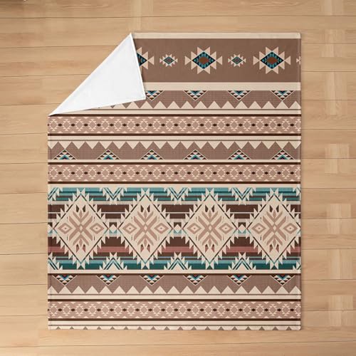 Western Flannel Fleece Blanket Throw Size, Aztec Throw Blanket, Exotic Nordic Style Bohemian Fuzzy Blanket, Indian Tribe Ethnic Tribal Arrow Soft Microfiber Plush Bed Blanket, Beige Brown - color: Multi 09, size: Throw