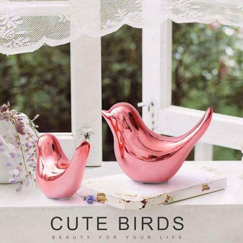 Notakia Small Birds Statues Pink Home Decor Modern Style Decorative Ornaments for Living Room, Bedroom, Office Desktop, Cabinets (2Pcs Pink Birds) - color: 2pcs Pink Birds