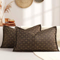 ZWJD 12x20 Pillow Covers Set of 2 Soft Polyester Textured Pillow Covers with Stylish Flange Edge Cozy Farmhouse Throw Pillows for Couch Bed Sofa Living Room - color: Dark Coffee, size: 20" x 12" (Pack of 2)