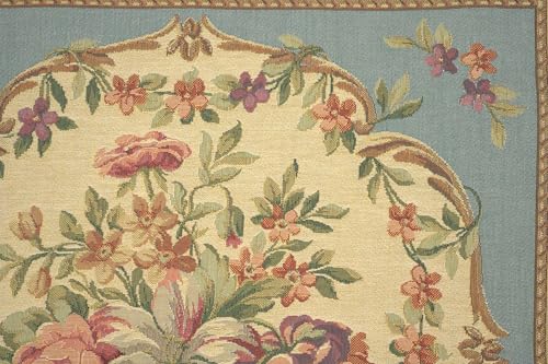 Charlotte Home Furnishings Inc Premium 18x18 Decorative Throw Pillow Cover, Bouqet Floral Blue Cushion Cover, Cotton Jacquard Woven Pillow Cover for Couch, Sofa, Living Room Decor - color: Floral Blue