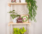 SnugLife Macrame Wall Hanging Shelf - 3 Tier Wall Plant Hanger Shelves with Handmade Woven Rope - Boho Shelves Organizer for Kitchen, Bathroom, Home Storage, Floating Plant Shelf (Pine Wood) - size: 3 Tier