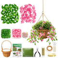 GUJYUYIF Beaded Plant Kit Green Glass Leaf Beads with Rattan Basket, Hanging Suncatchers Beading Kit for Jewelry Making DIY Craft Kit Plants - color: Pink-Green
