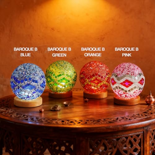 Turkish Mosaic Table Lamp Vintage Stained Glass Lamps Dimmable Decorative Lights for Valentine's Day Atmospheric Decor Lighting KTV/Bar Exotic Decoration (Baroque B - Pink, Baroque) - style: Baroque B Pink