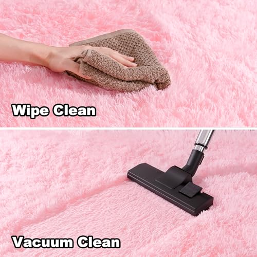 Awaytail 2x3 Fluffy Pink Area Rug - Soft Cute Shag Fuzzy Rug for Bedroom - Anti-Skid Living Room Girls Rug Pink Home Decor - color: Pink, size: 2' x 3' (Rectangular)