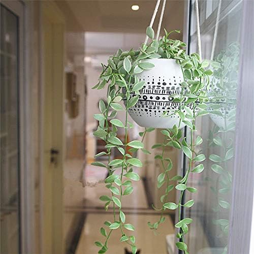 KiaoTime Ceramic Hanging Planter for Indoor Outdoor, Decorative Boho Flower Green Grass Plant Succulent Air Plants Hanging Plant Pots Holder