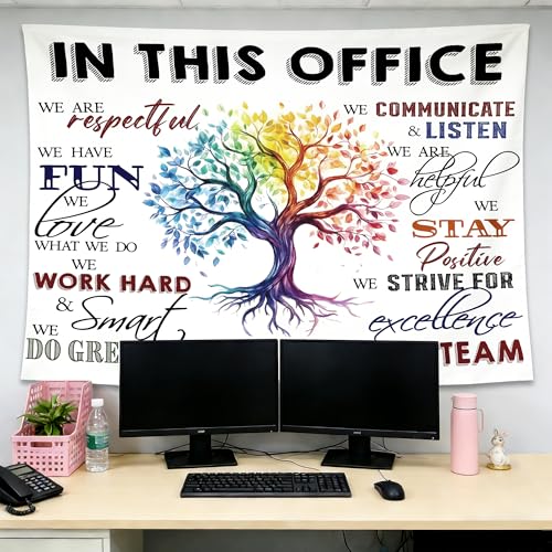 gsgfdshf Inspirational Office Wall Tapestry, in This Office We Are a Team Positive Motivational Tapestry Wall Hanging for Bedroom Home Workplace Decor, 50x60 Inch - color: Landscape Text-Tapestry-F