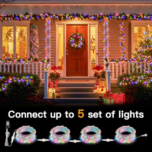 suddus Connectable Christmas Lights with Remote, Multicolor String Lights with Timer, 66ft 200 Led Fairy Lights Plug in for Xmas Tree, Bedroom, Dorm, Yard, Garden, Party, Indoor, Outdoor Decorations - color: Christmas Multicolored, size: 200LED Connectabl