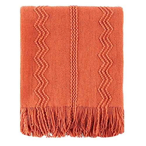 BATTILO HOME Orange Fall Throw Blanket for Couch Sofa, Knitted Decorative Blankets Throws Halloween Throw Blanket Fall Decorations Home Decor (Salmon, 50"x60") - color: Salmon, size: 50 x 60 in.
