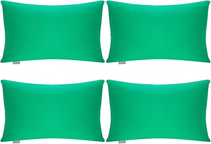 4-Pack 100% Cotton Lumbar Comfortable Solid Decorative Throw Pillow Case,Thmyo Rectangle Cushion Cover Pillowcase Sublimation Blank Pillow Covers DIY Throw Pillowcase(12x20inch/30x50cm, Bright Green)