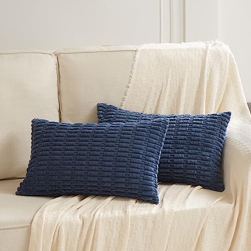 Fancy Homi Decorative Throw Pillow Covers for Bed Couch Bedroom Bench, Soft Corduroy Solid Pillow Case, Rustic Farmhouse Boho Room Decor,20" x 12" (Pack of 1),Dusty Blue - color: Dusty Blue, size: 20" x 12" (Pack of 1)