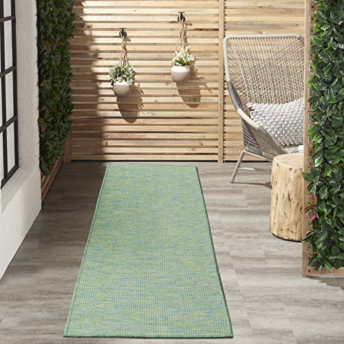 Nourison Home Positano Blue Green 2'2" x 10' Area Rug - Easy Clean, Non Shedding, Bed Room, Living Room, Dining Room, Kitchen (10' Runner) - color: Blue/Green, size: 2'2" x 10' (Runner)
