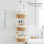 Hanging Wall Basket, Over the Door Hanging Basket with Hooks, Decorative Hanging Basket for Wall, Door, Nursery, Living Room, Bathroom, Cat-Like Design for Boho Decor, White & Jute
