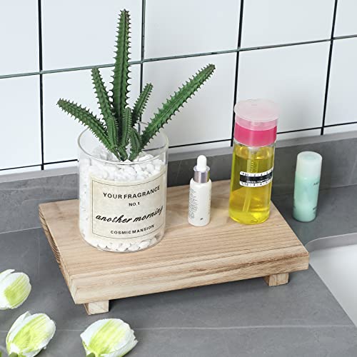 Nuogo Wood Riser Tray Soap, Stand Soap Tray for Kitchen Sink, Wood Pedestal for Kitchen Counter Sink Stand Decorative Rustic Bathroom Dishes Plant Bottles Candles Display(9 x 6 Inch,Natural) - color: Natural, size: 9 x 6 Inch