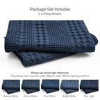 PHF 100% Cotton Waffle Pillow Shams Standard Size, 2 Pack 20" x 26" Soft Skin-Friendly Pillowcases, No Filling, Aesthetic Woven and Breathable Waffle Weave Pillow Case Covers for Bed, Blue Sapphire - color: Blue Sapphire, size: 26" x 20" (Pack of 2)